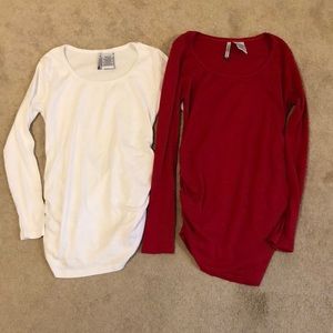 2 long sleeve maternity tops
